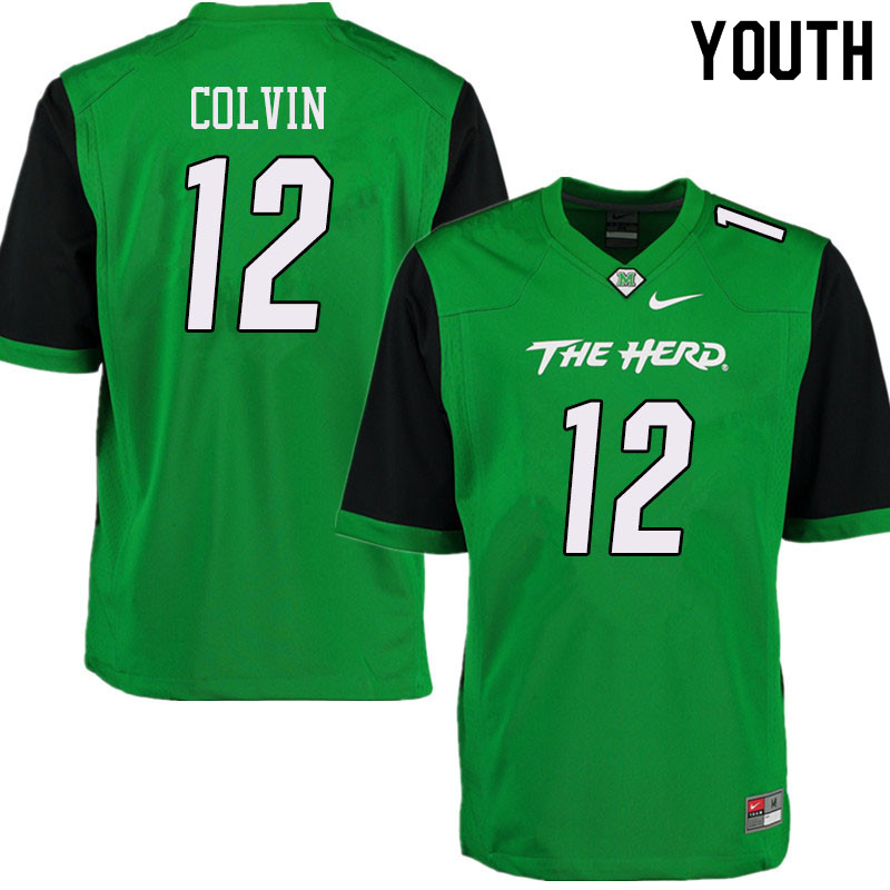 Youth #12 Markeis Colvin Marshall Thundering Herd College Football Jerseys Sale-Green - Click Image to Close